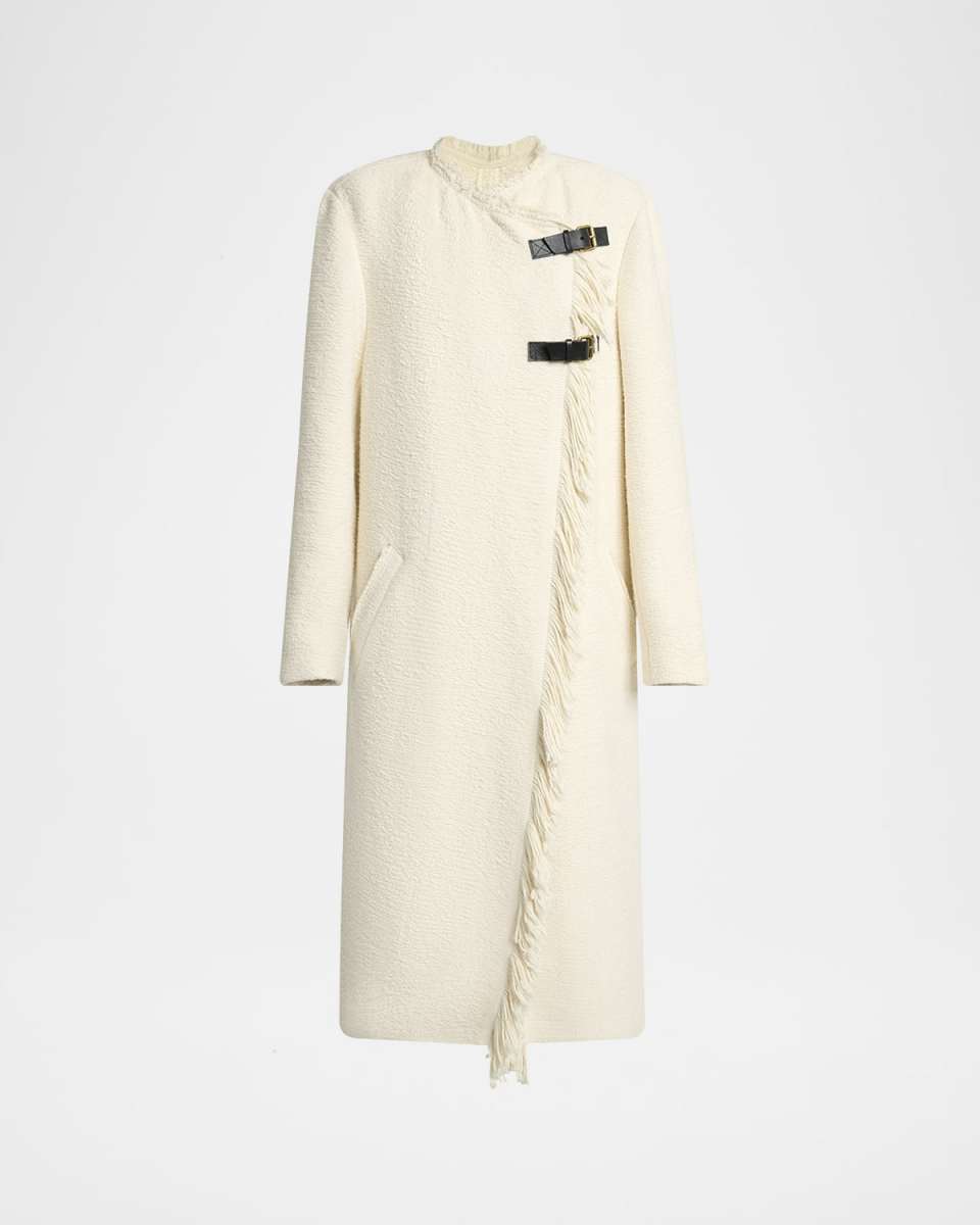 Gameia Long Fringe-Trim Linen Coat